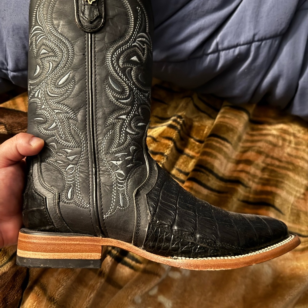 Black caiman Authentic Leather Cowboy Boots